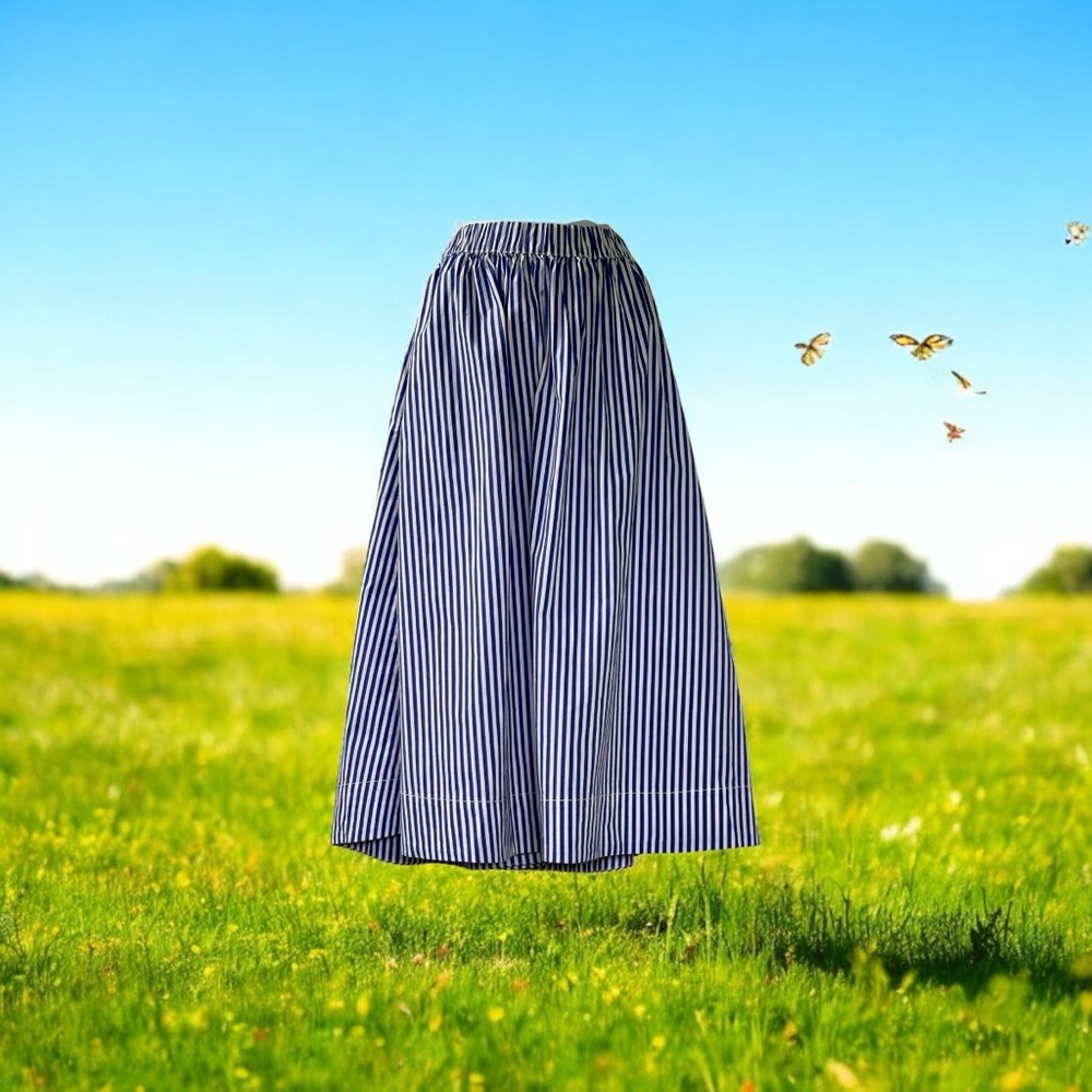 St. John's Bay Blue and White Striped A-Line Skirt